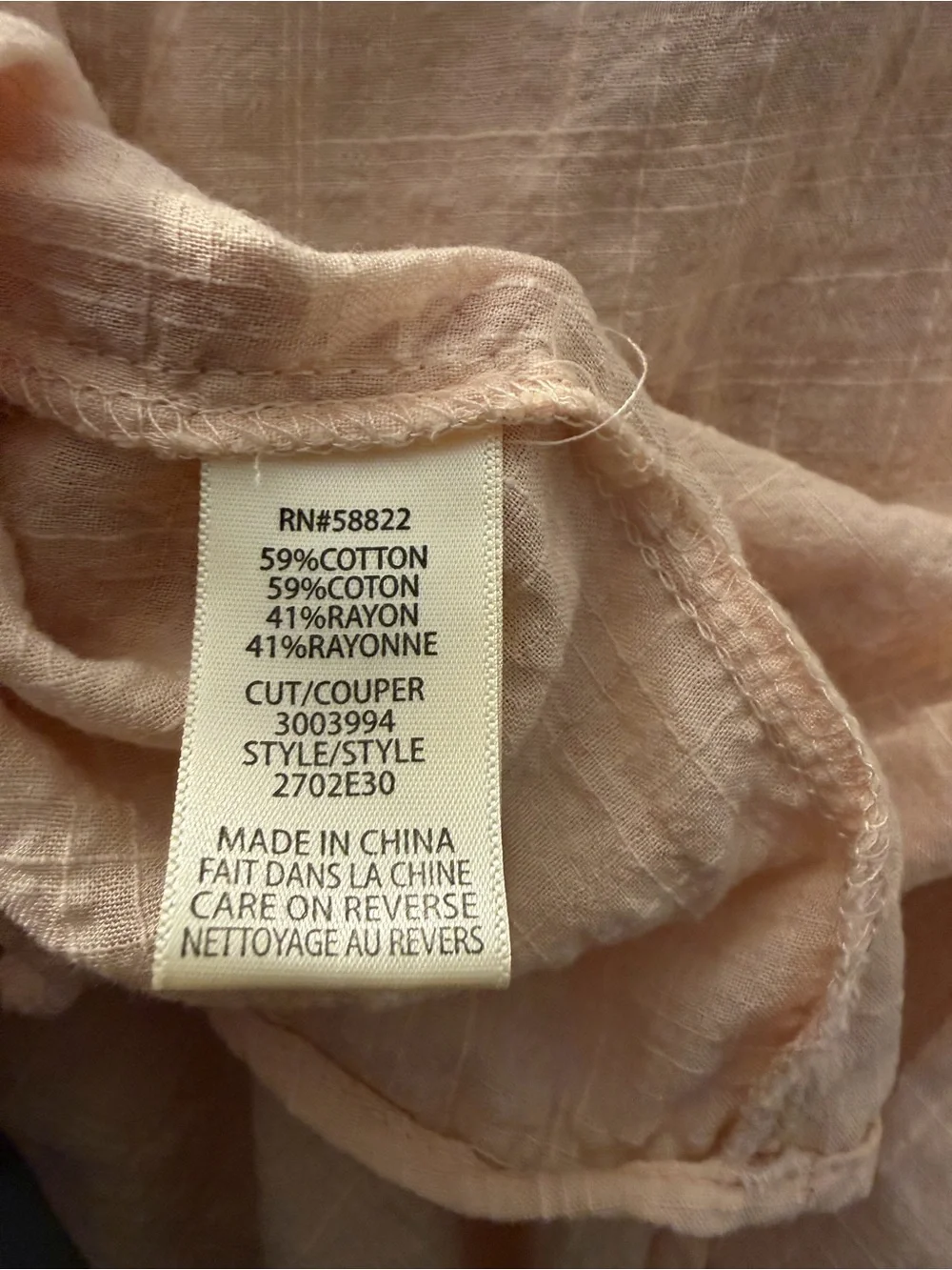 Max Studio Light Peach V-Neck Tie-Front Blouse - Picture 7 of 7